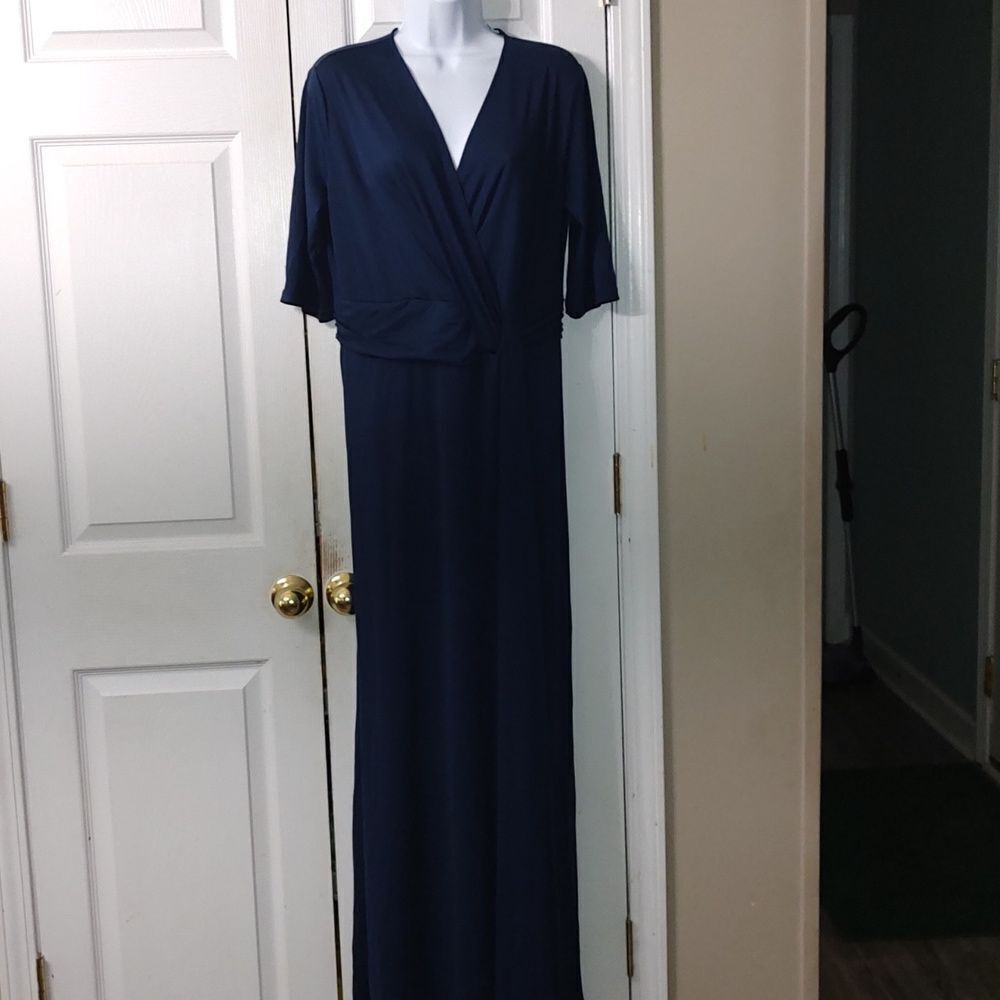 HB Hazel Blues Forever Graceful  Navy Maxi Floor Length Dress Sz L NWT